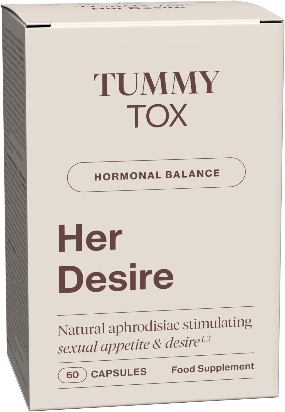 Her Desire Capsules with Liboost, Maca, Ashwagandha, Ginseng, Zinc, Biotin, Vitamin D, Vitamin B6, and Vitamin B12, by Tummy Tox