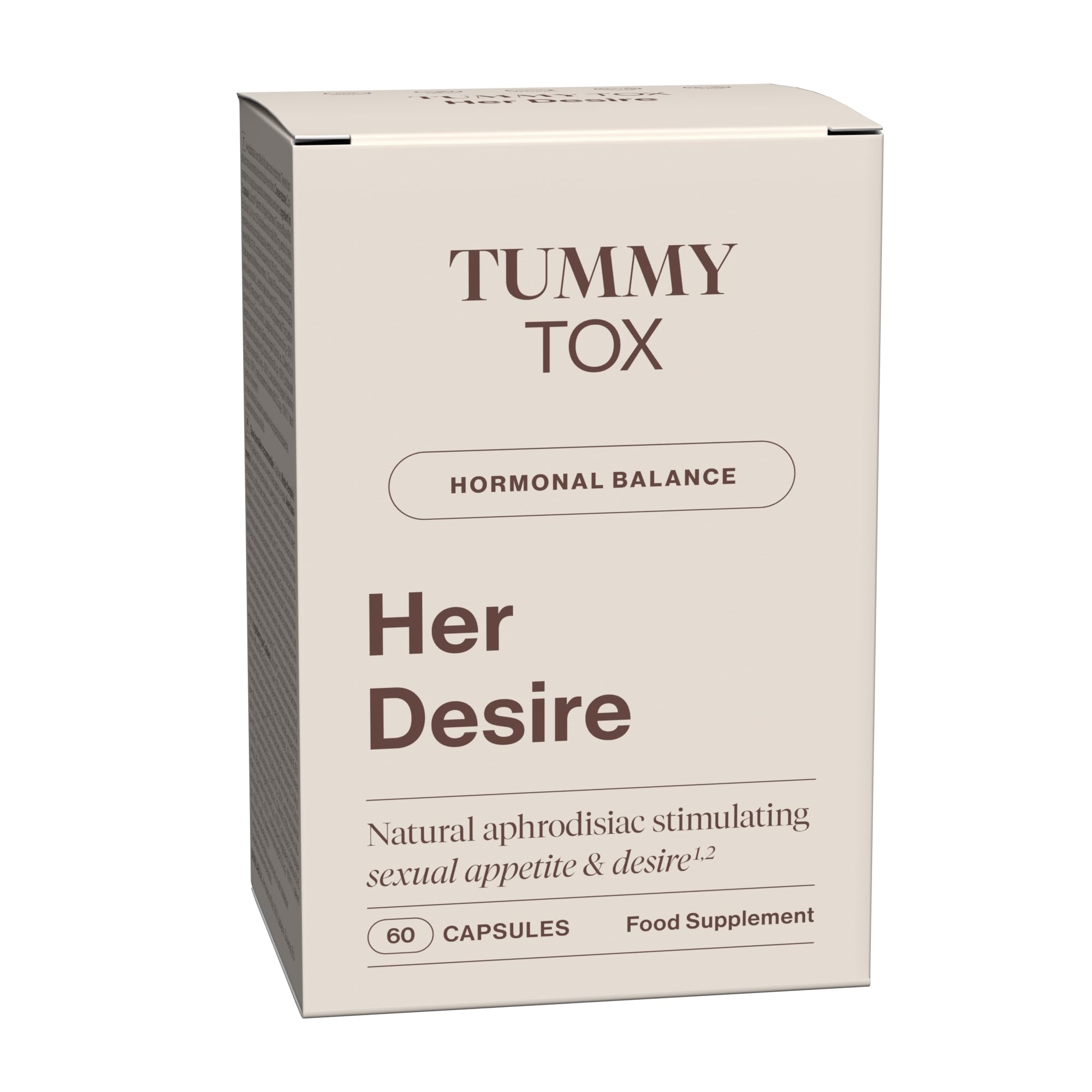 Her Desire Capsules with Liboost, Maca, Ashwagandha, Ginseng, Zinc, Biotin, Vitamin D, Vitamin B6, and Vitamin B12, by Tummy Tox
