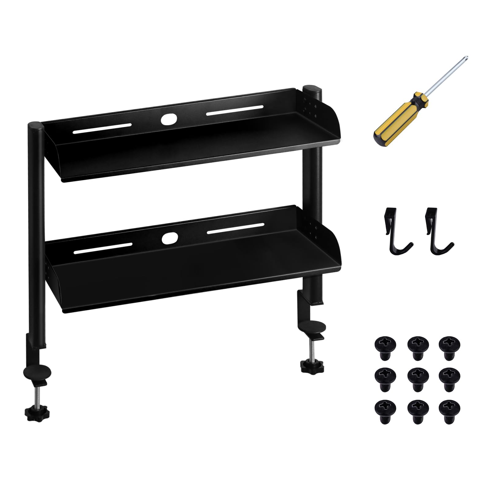 Étagère de bureau à 2 niveaux noire étagère de rangement de bureau