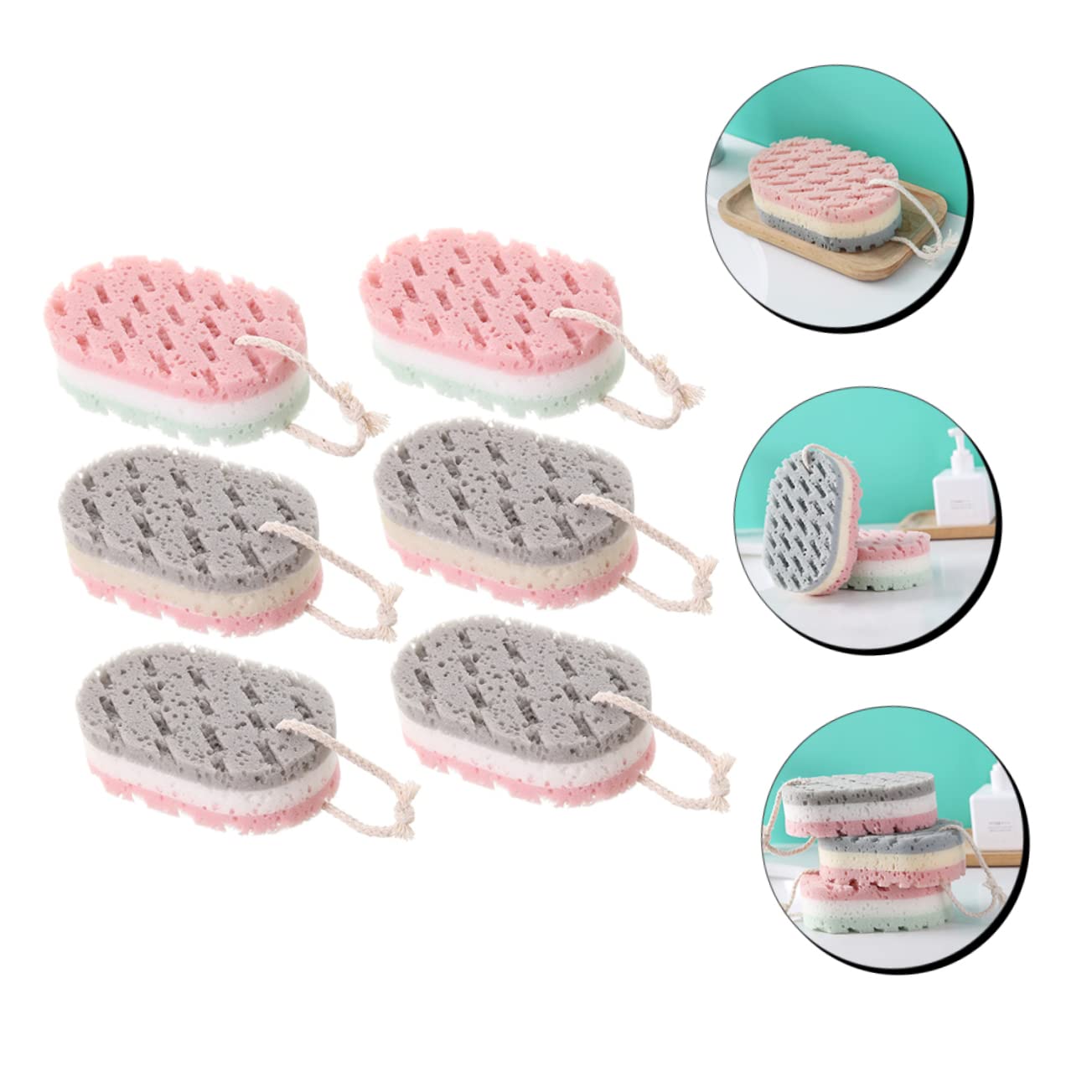 Healvian 18piezas Esponjas De Baño De Exfoliantes Corporales Para Adultos Aleatorios Suaves y Prácticas Para Uso Casa Viajes o Hoteles