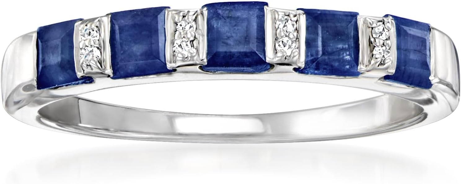Ross-Simons 1.40 ct. t.w. Sapphire Ring With Diamonds in Sterling Silver