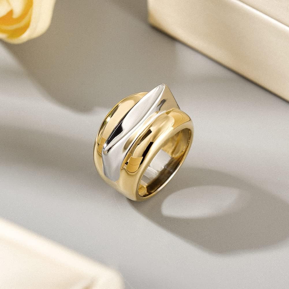 Tricolor Criss Cross Stackable Rings for Women and Adult Non Tarnish, Trinity Interlocked Rolling Ring Statement Jewelry, Three Toned Stacking Ring - Image 6