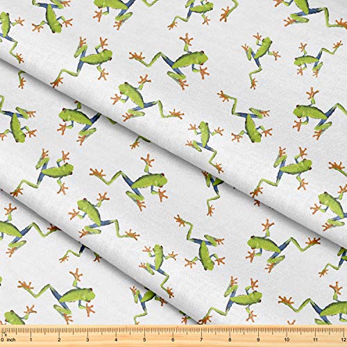 Premium Tree Frog Pattern Fabric by the Yard - 58" Wide Decorative Sewing Material for Quilting, Crafts, and Home Decor