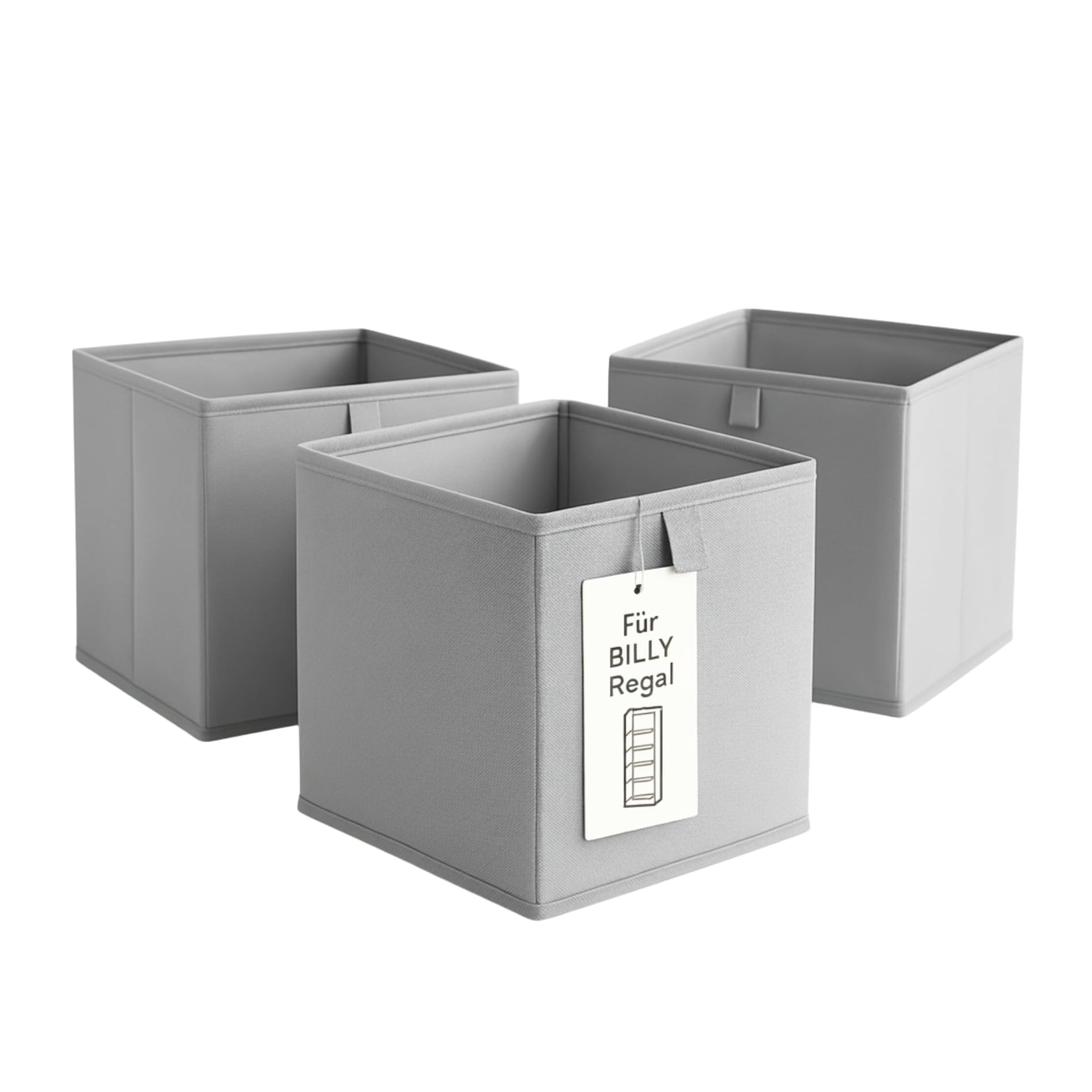 Box für Billy Regal, Stoffbox (24 x 24 x 24 cm) in verschienden Farben passend für Bücherregal (Grau (3er-Set)) Küche, Haushalt & Wohnen