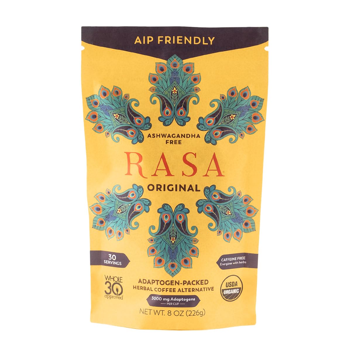 Rasa Original (AIP Diet Version) – Adaptogenic Mushroom Coffee Alternative | Made for Autoimmune Protocol Diet - No Nightshades | Ashwagandha-free, Vegan, Keto, Whole 30, Ayurveda Wellness Tonic with Chaga & Reishi (8 oz / 30 Servings) AIP Diet Version 8 oz (30 Servings)