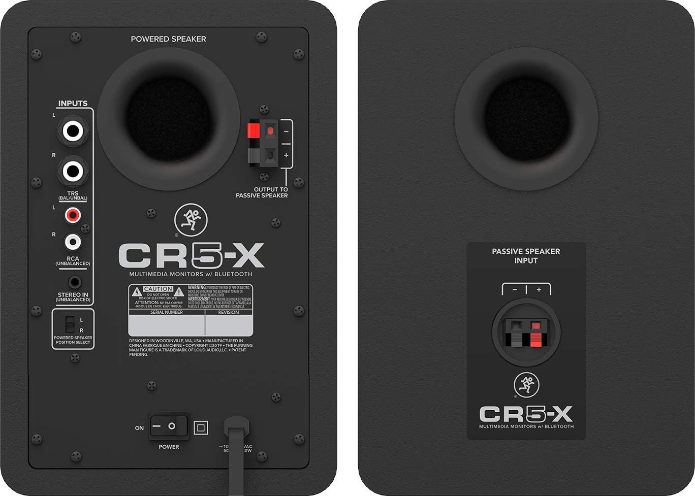 Mackie CR Series Studio Monitor (CR5-X) 5 Inches Creative Reference Multimedia Monitors 80 Watt Peak Power with Pair of EMB Cables and Gravity Magnet Phone Holder Bundle