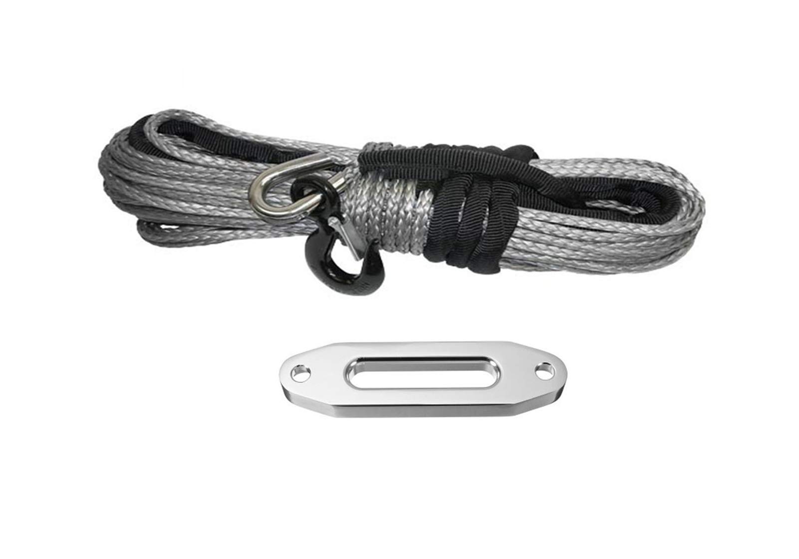 Winch Rope, 8mm*30m Synthetic Winch Rope Cable Rope with Hook and 12000lbs Fairlead(Grijs)