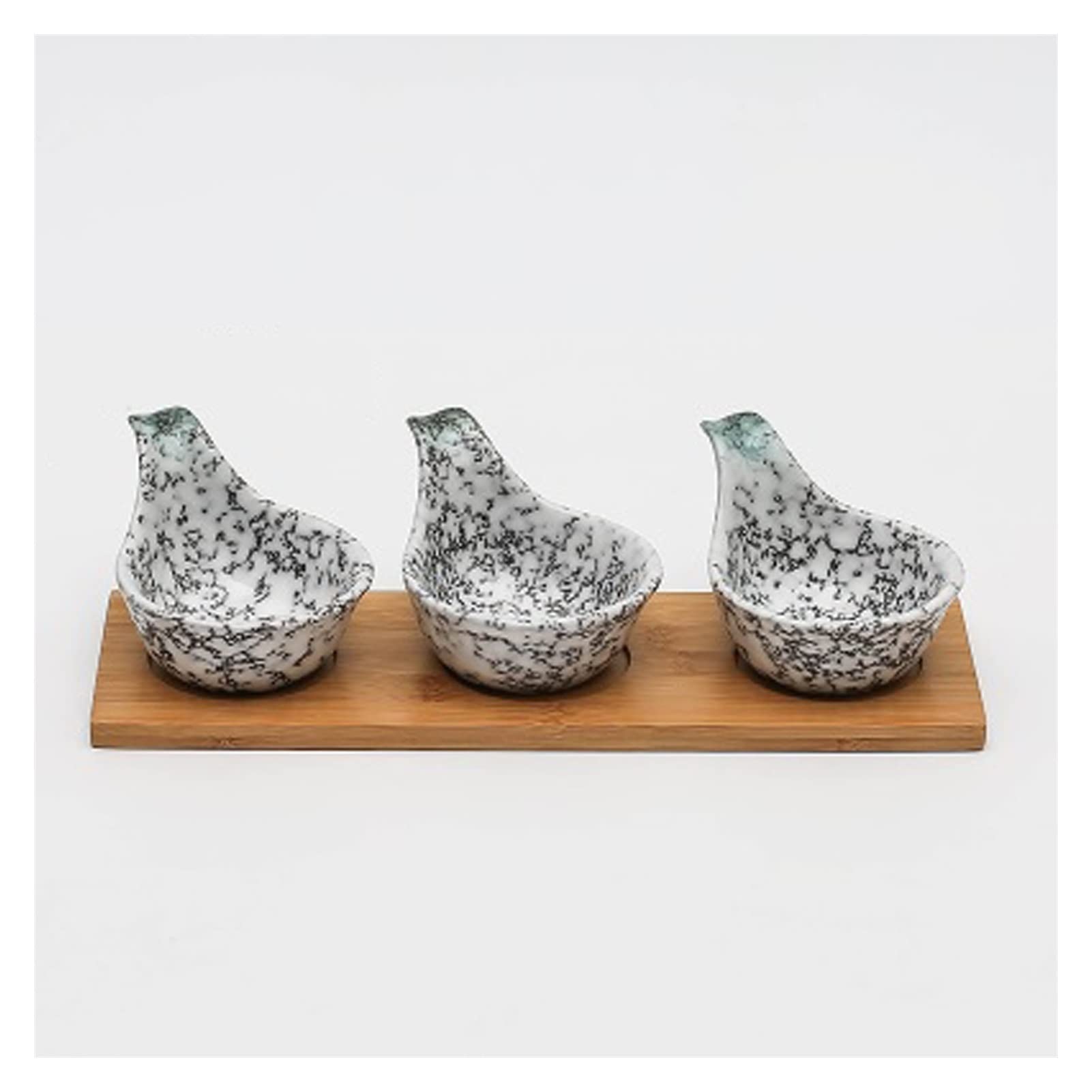 XYIANG Dipping Dish Dip Bowls Snack Bowl Drip Bowl Japanese Pottery With Wooden Plate Dried Fruit Snacks Candy Dish Separate Multipurpose Soy Sauce Appetizer Plate Seasoning Dish (Brass)