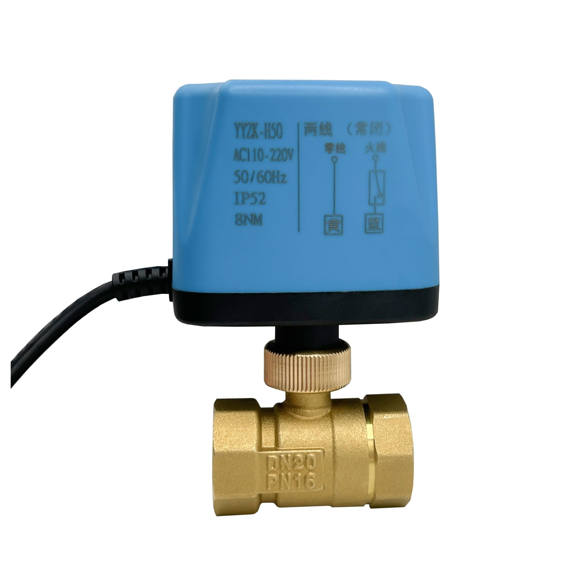 Jnvftcux 45720 3/4'' Two Way Brass Motorized Ball Valve Normally Closed Wire Control Electric(220V-Cr04)