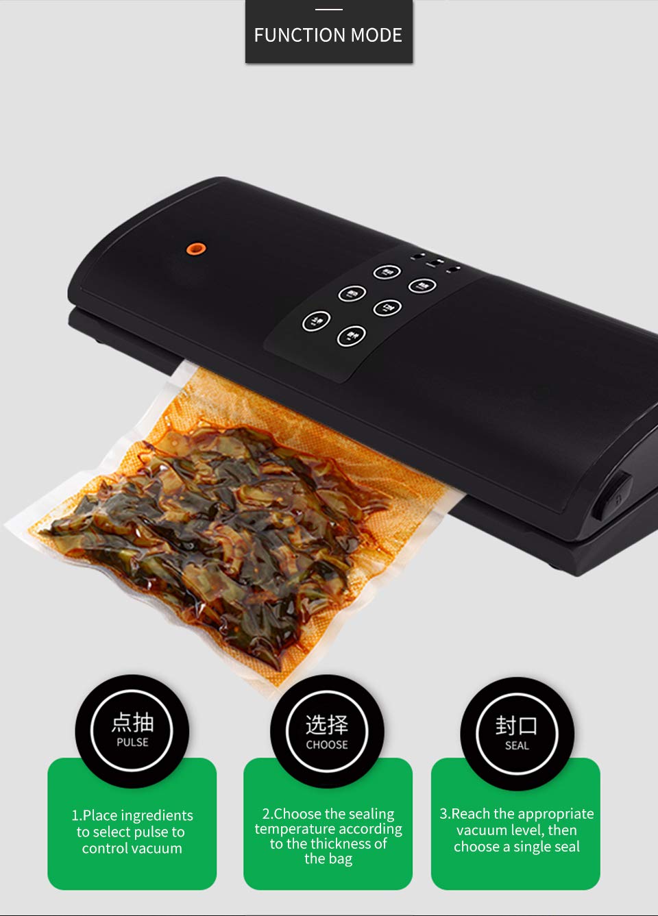 Confezionatrice Sottovuoto Sei Bottoni, Sigillante Per La Conservazione Degli Alimenti, Adatta Per Alimenti Umidi E Secchi E Oleosi, Tra Cui 10 Sacchetti Alimentari, 35x13x6cm