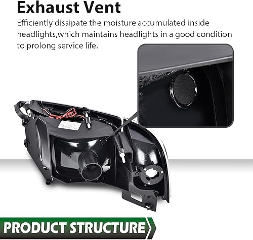 Miniatura 7 de GRAND ORANGE Tira de luz LED sin bombillas compatibles con Dodge Ram 1500 1994-2001Dodge Ram 2500 3500 1994-2002 lente transparente carcasa negra