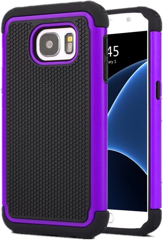 Galaxy S7 Case, KONEA S7 Case [Heavy Duty Protection] [Shock Absorption] [Drop Protection] Football lines Premium Dual Layer Case Cover for Samsung Galaxy S7 2016 (Purple)