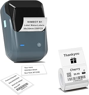 Label Makers - B1 Thermal Label Printer 2 Inch Portable Bluetooth Label Maker with Tape,Support with Phones&PC,Easy to Use for Office,Home,Business,Clothing,Address,Mailing(with 1 Roll Label)
