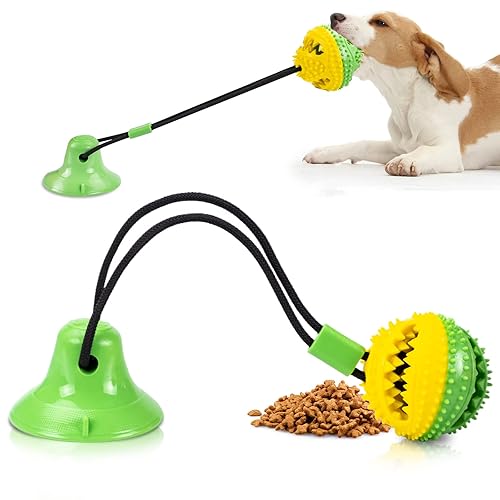 Askhald Dog Toys, Dog Chew Toys for Aggressive chewers, Puppy Dog Training Treats Teething Rope Toys for Boredom, Dog Puzzle Treat Food Dispensing Ball Toys for Puppies Teething Small Dogs (Green) - green