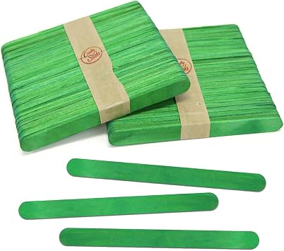 4.5 Inch Popsicle Sticks, Green, 100 Pack | Standard wood popsicle sticks; actual size 4.5 x 3/8 in. For crafts, classrooms and STEM projects.