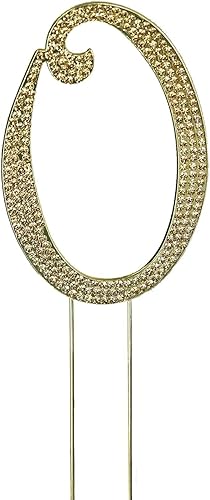 Efavormart - Adornos para tartas con monograma de diamantes de imitación dorados de 4.5 pulgadas, números del 0 al 9 disponible en Yaxa Colombia