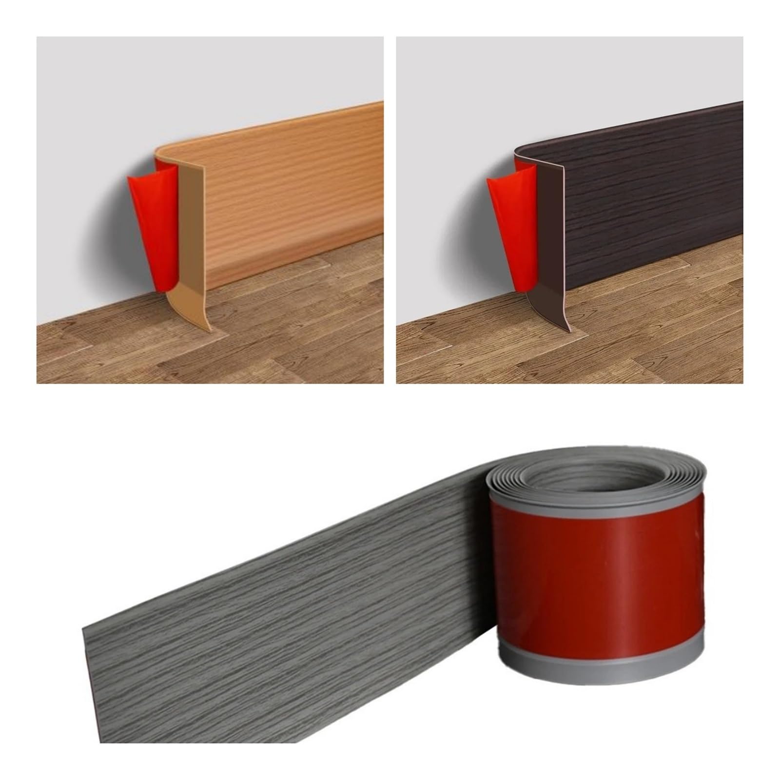 Rodapiés impermeables Rodapié de 2m/3,0 metros, adhesivo borde, tira falda pared cierre impermeable for fondo sala estar, zócalo, 1 ud Baño(Yellow wood grain,10cmx2m)