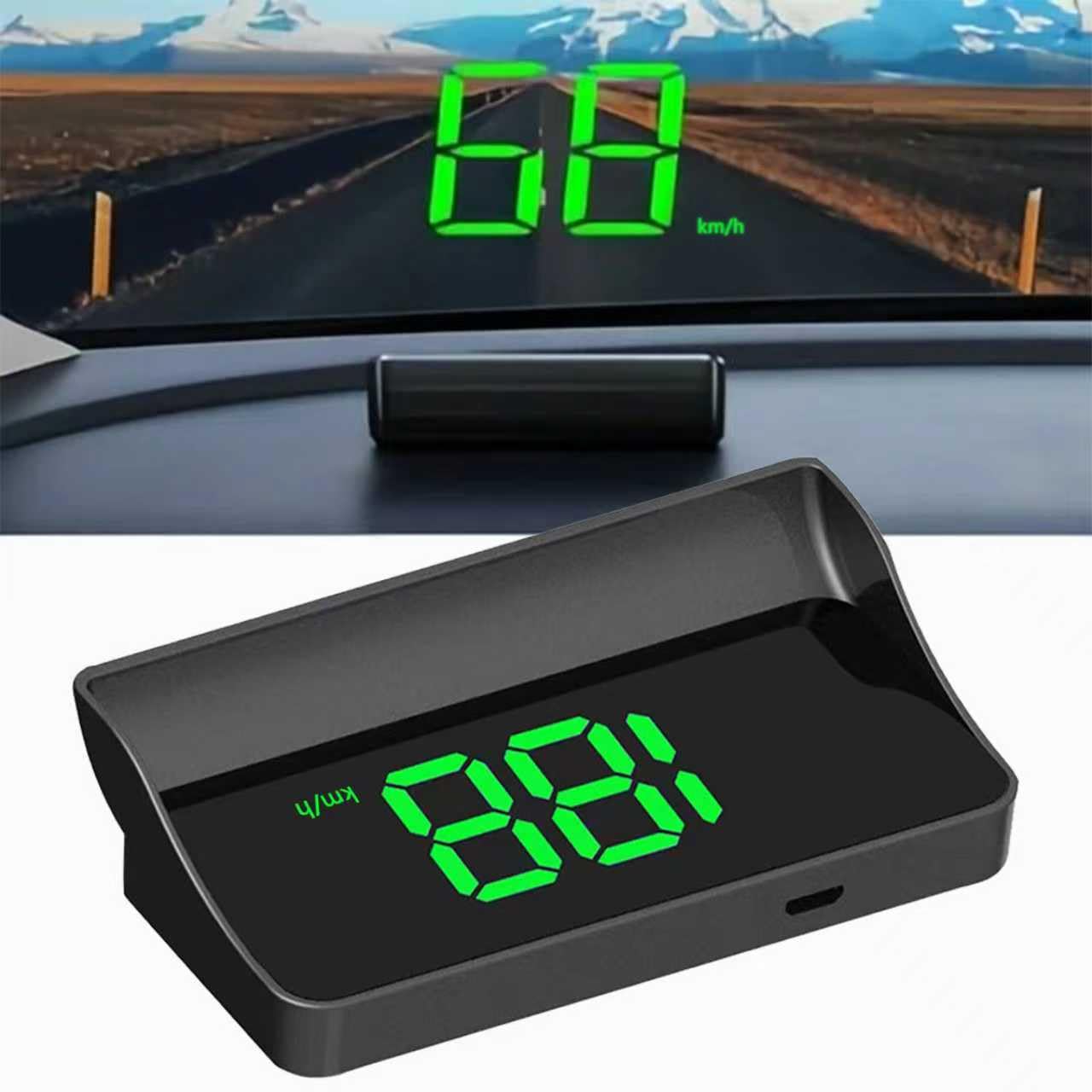 HUD Head Up Display Auto con Caricatore Auto, Tachimetro GPS Universale, Tachimetro Digitale Auto Tachimetro Speedometro GPS Speedometro per Auto Moto, Plug & Play Proiezione Parabrezza
