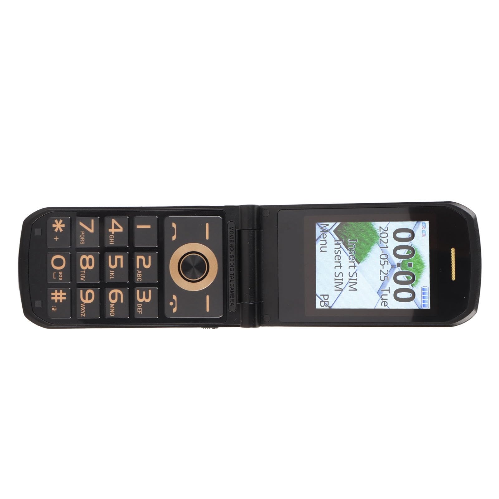 POENVFPO - Teléfono plegable con botón grande y funciones potentes. Pantalla doble. Batería 4800 MAh para personas mayores (GOLD)