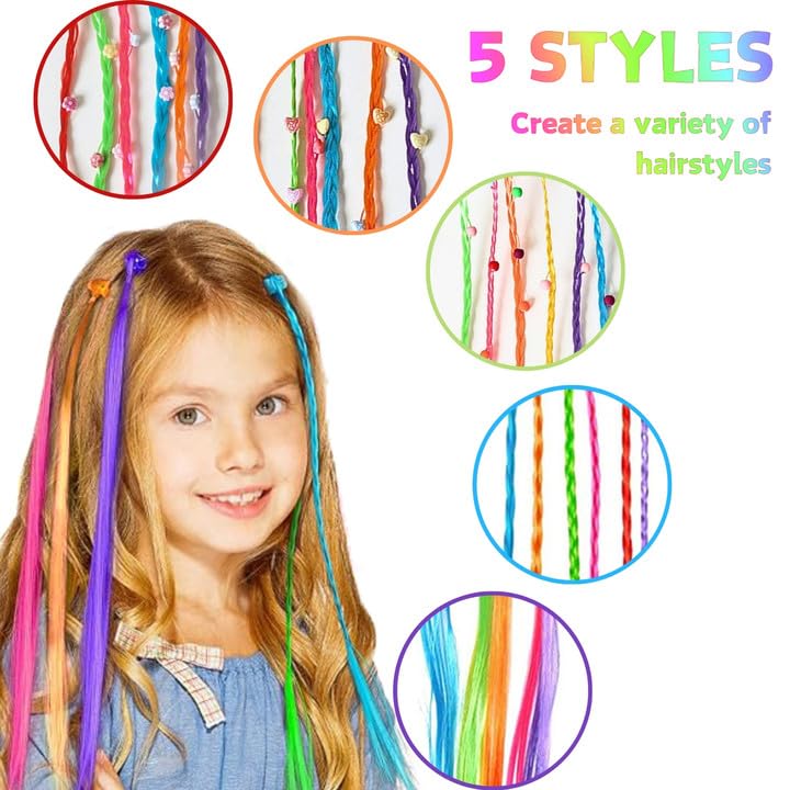 LUFFLOK 42 PCS Coloured Hair Extensions with Hair Clips - Image 3