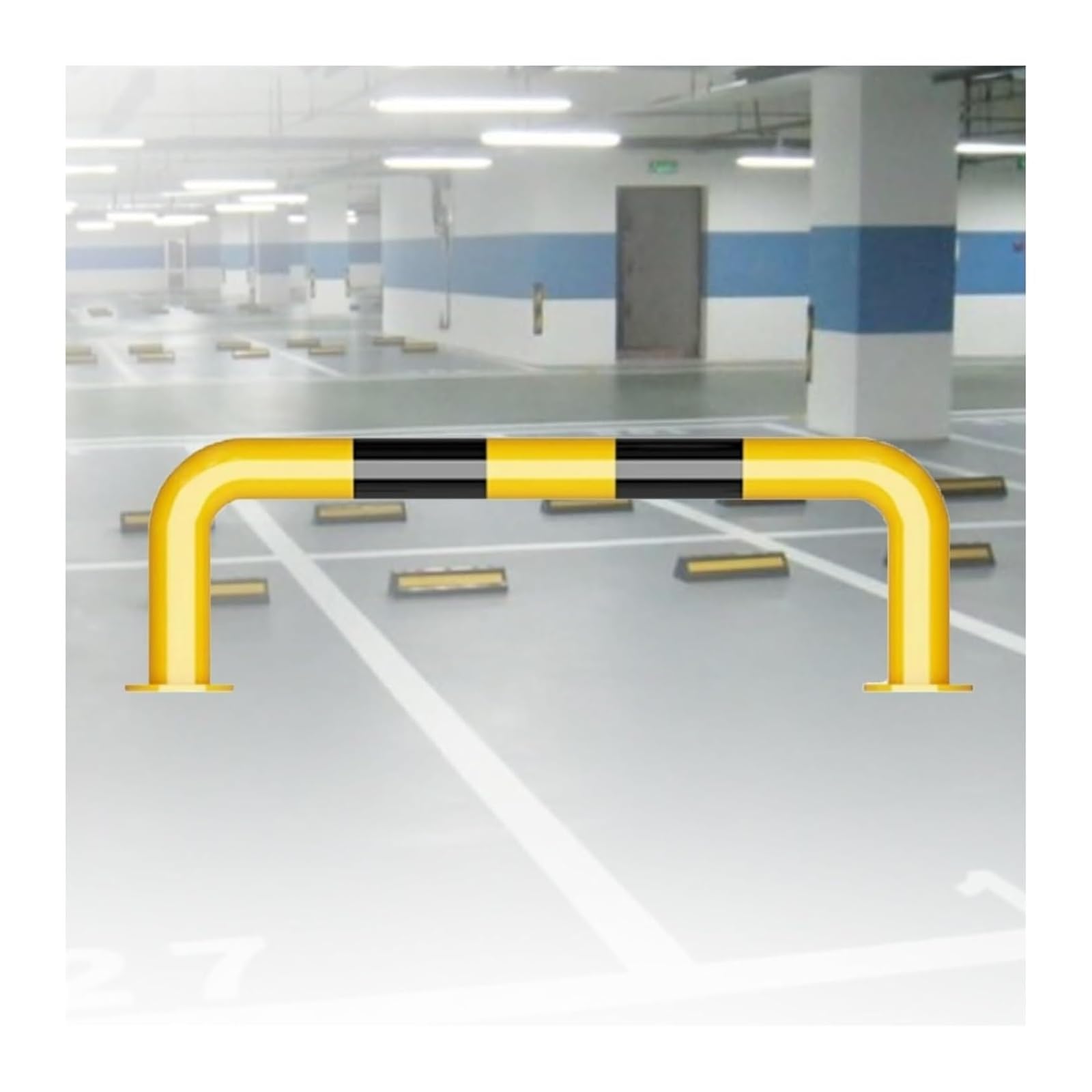 CWCQGH U Shape Security Bollards Parking Lot & Driveway Protection, Car Blocker Warning Posts For Garage (150x50x0.2cm)