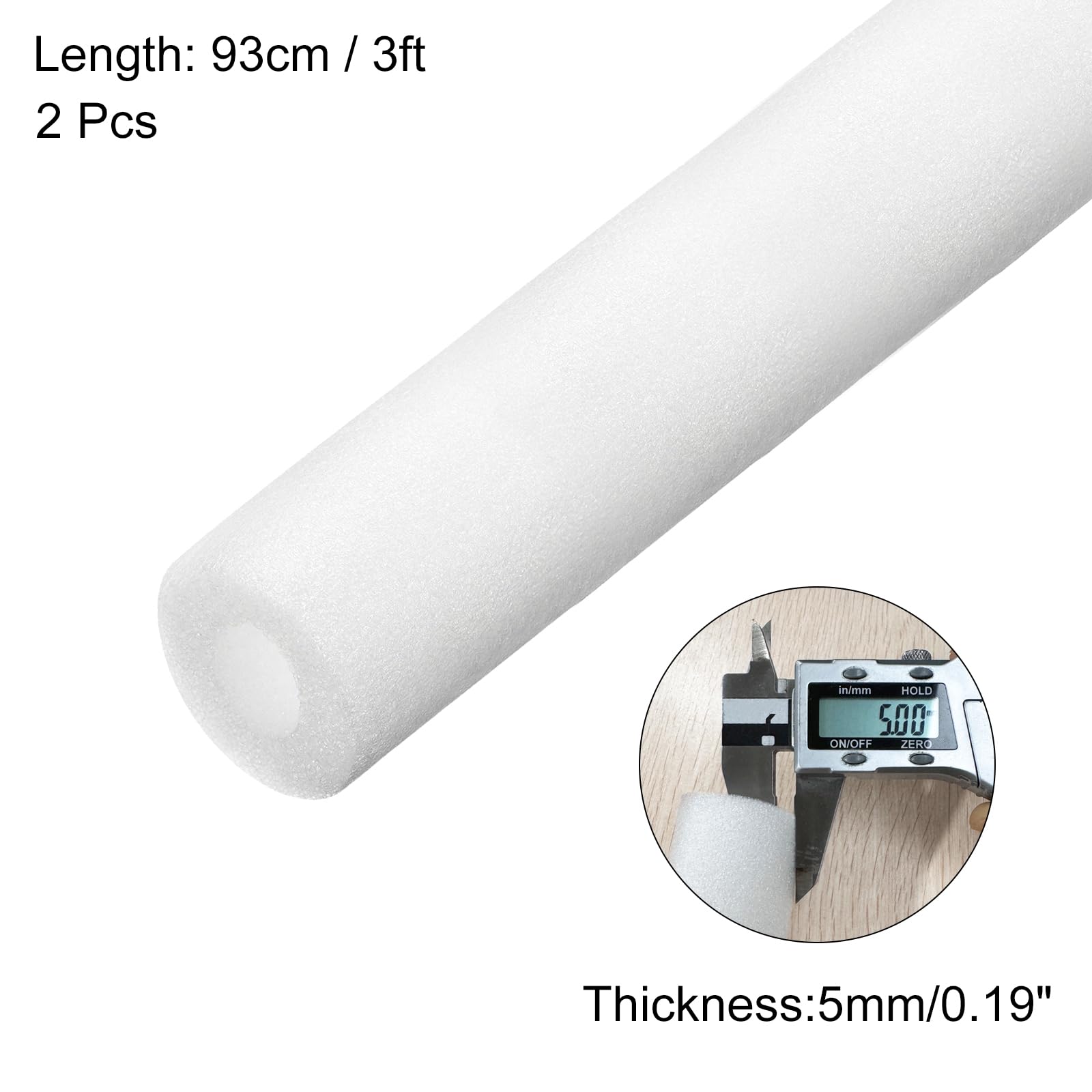 sourcing map Lot de 2 tubes d'isolation en mousse pour tuyau en cuivre, 20 mm (DI x DE x DE), protection contre le gel pour tuyau en cuivre, blanc