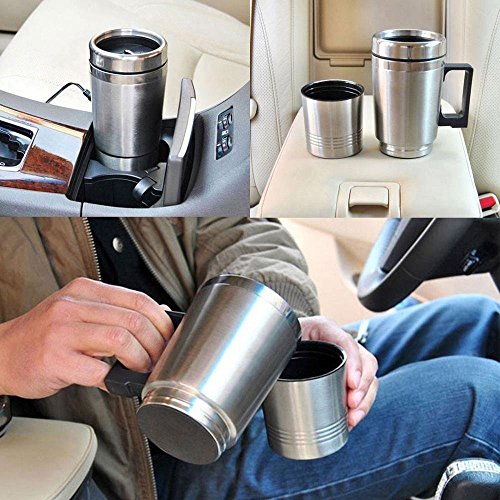 WOPUS 12V in-Car Coffee Maker Tea Pot Thermos Bottle Stainless Steel Heating Cup