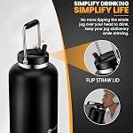 128 oz Insulated Water Bottle with Straw Lid and Handle, One Gallon Stainless Steel Double Vacuum Water Jug for Hot & Cold Drinks - Sweat Proof, Great for Travel, Hiking, Camping - Olive Green