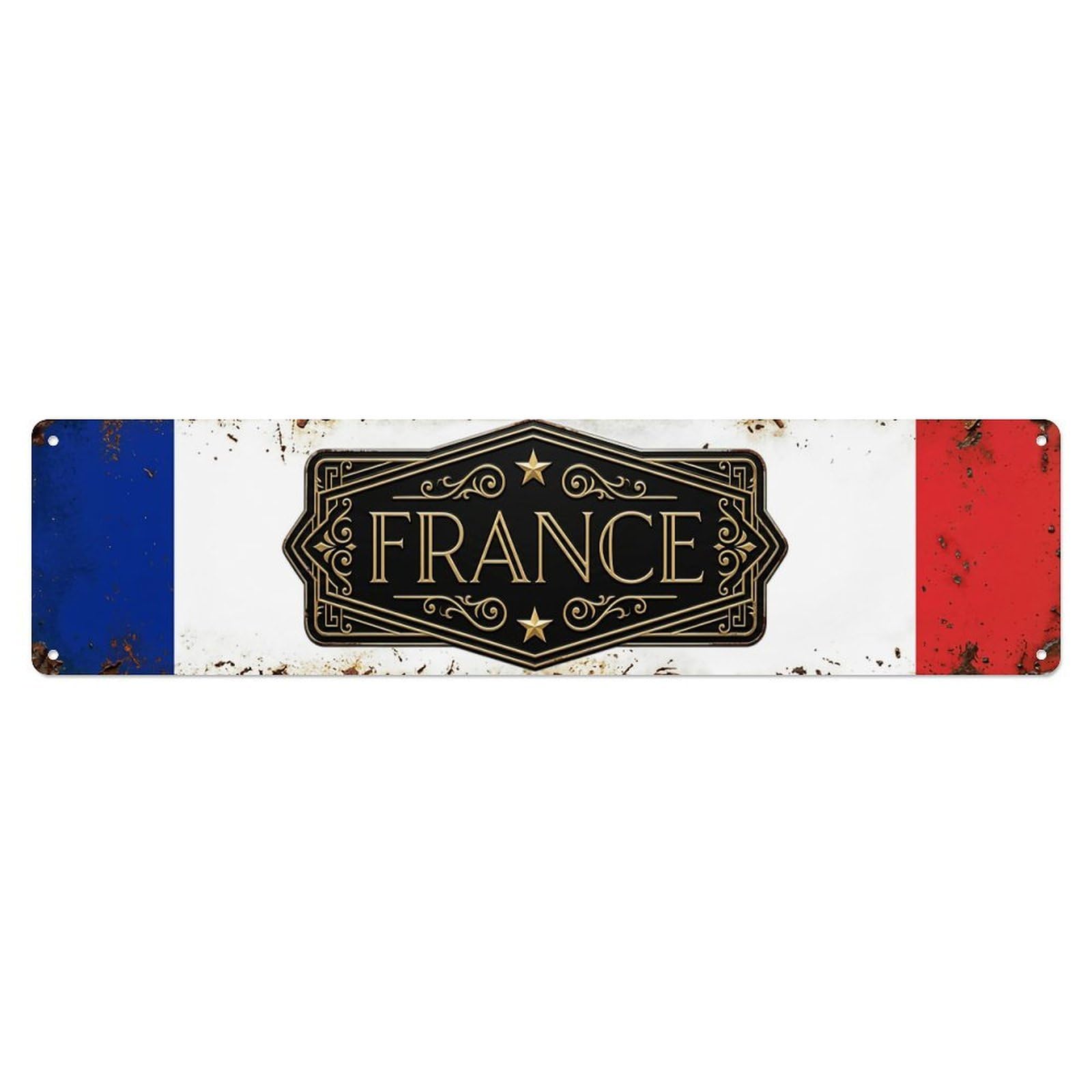 Okahys 4X16inch(10X40cm) France Flag Retro Medallion Vintage Metal Tin Sign