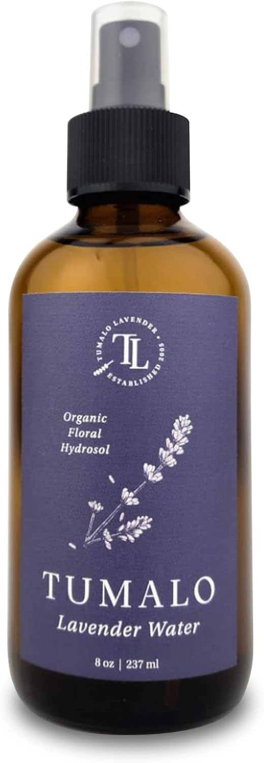 Organic Water Hydrosol Lavender Spray - Floral Water for Skincare, Aromatherapy, Stress Relief & Relaxation, Natural Facial Toner, Body Mist, Room & Linen Spray, Made in USA - 8 oz