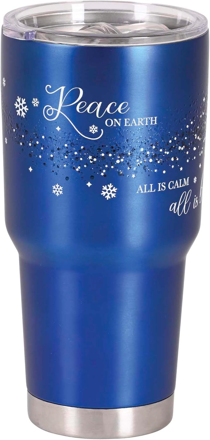 Dicksons Festive Christmas Travel Tumbler Cup 30 Ounce Stainless Steel Silent Holy Night Snowflakes - Image 3