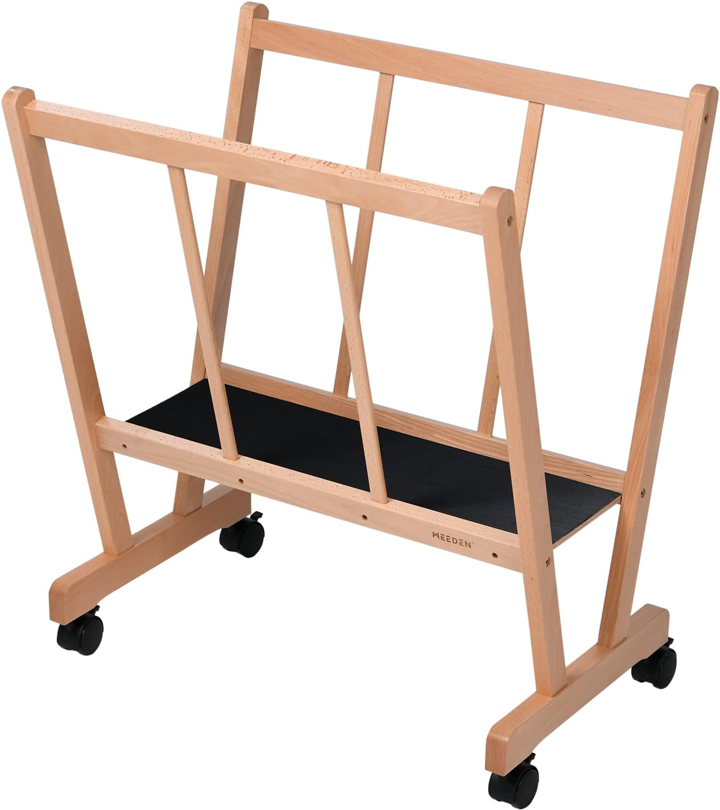 Wood Large Print Rack with Castors - Artist Storage and Display - Premium Art Drying Rack - Holds Artworks Up to 47", Natural