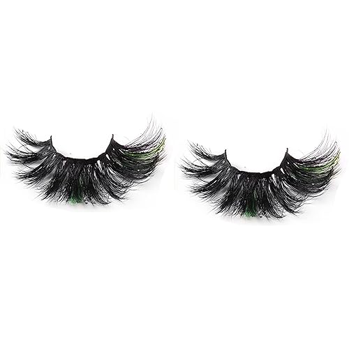 Miniatura 5 de VNHTT - Pestañas con purpurina de 0.98 pulgadas, pestañas 3D esponjosas de visón con color, pestañas de colores, pestañas postizas gruesas