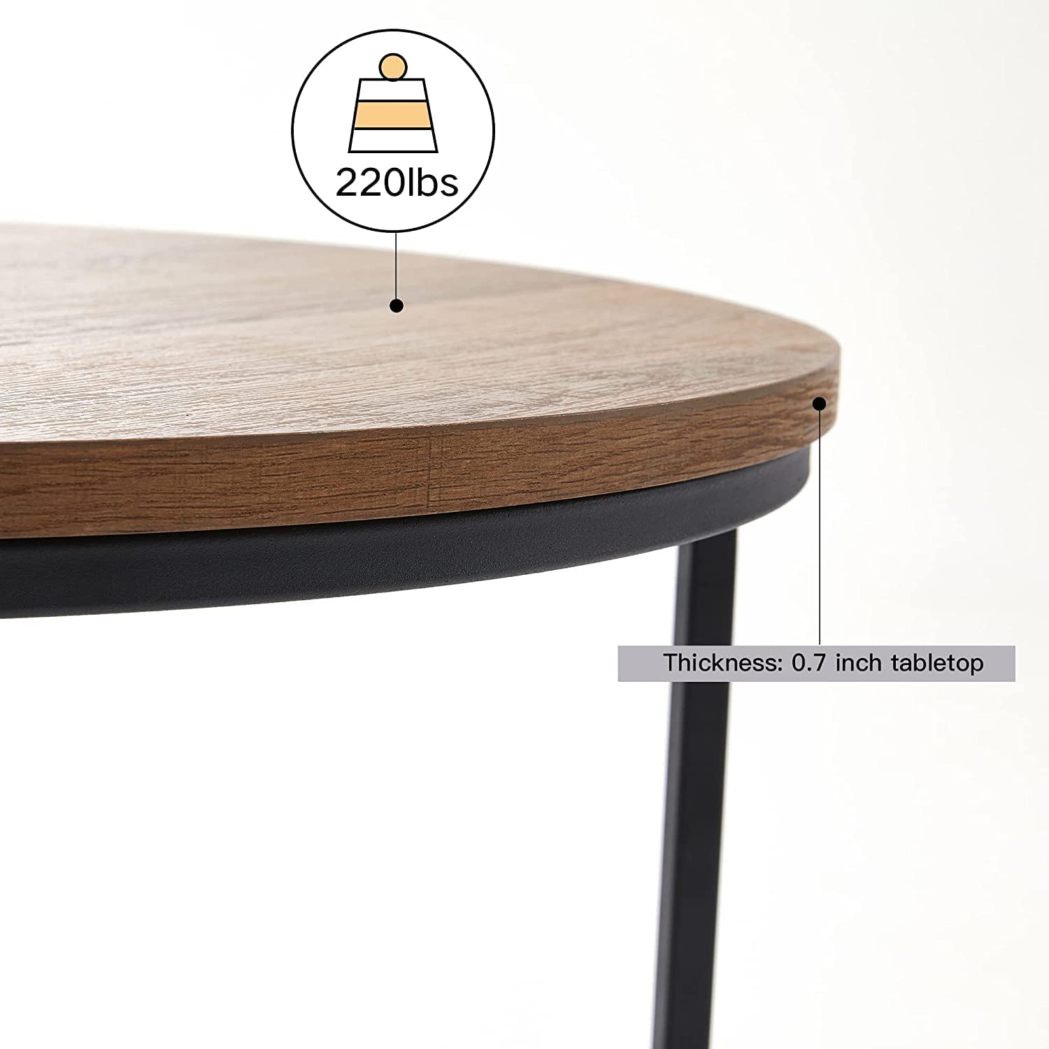 Indian Decor. 45544 Modern Nesting Side Tables, Round Modern Nesting Coffee Table, Sofa Side Nest of Tables, Set of 3 Wood End Tables for Living Room - Black 3