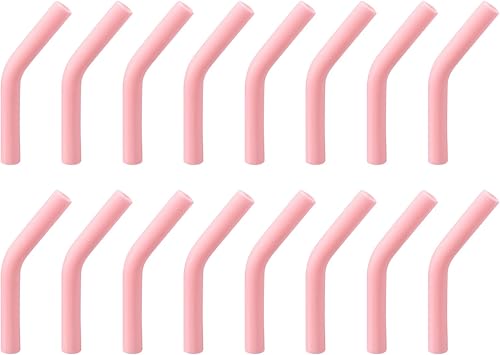 uxcell 16 puntas de popote de silicona, punta de codos de paja de silicona, fundas de paja de metal suaves y reutilizables para popotes de acero