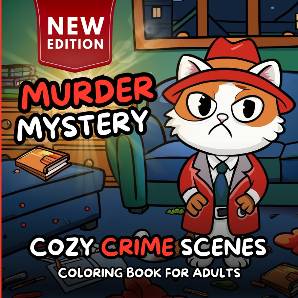 Cozy Crime Scenes: Murder Mystery. A Cute and Comfy Coloring Book That Tells A Story. 50 Hygge Vibes Images to Color