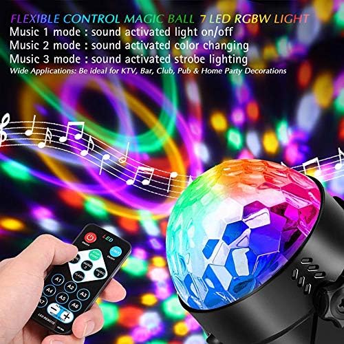 Disco Lights Disco Ball Party Lights Sound Activated, Karrong RGB Strobe Lights DJ Light Rotating Mirror Ball Lighting Effect for Kids Halloween Xmas Birthday Disco Parties Dance Karaoke Decoration