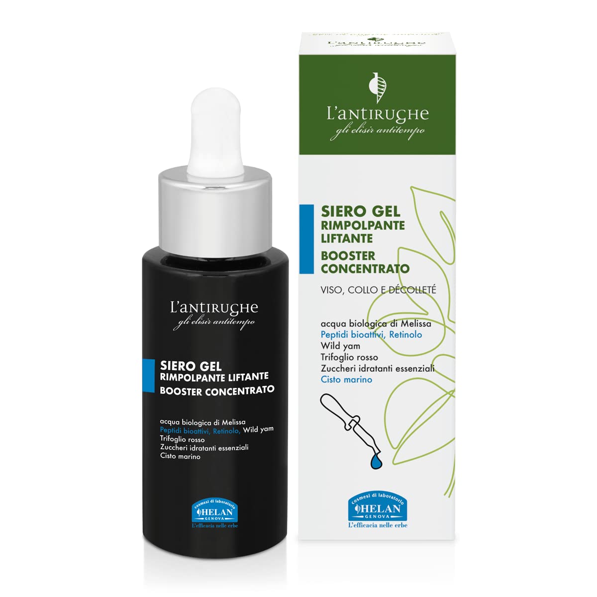 Helan L'Antirughe - Retinol Serum for Face, Neck & Décolleté Skincare with Replumping & Anti-Wrinkle Action - Lifting Face Moisturiser Concentrated Booster for Sensitive Skin - Made in Italy, 30 ml