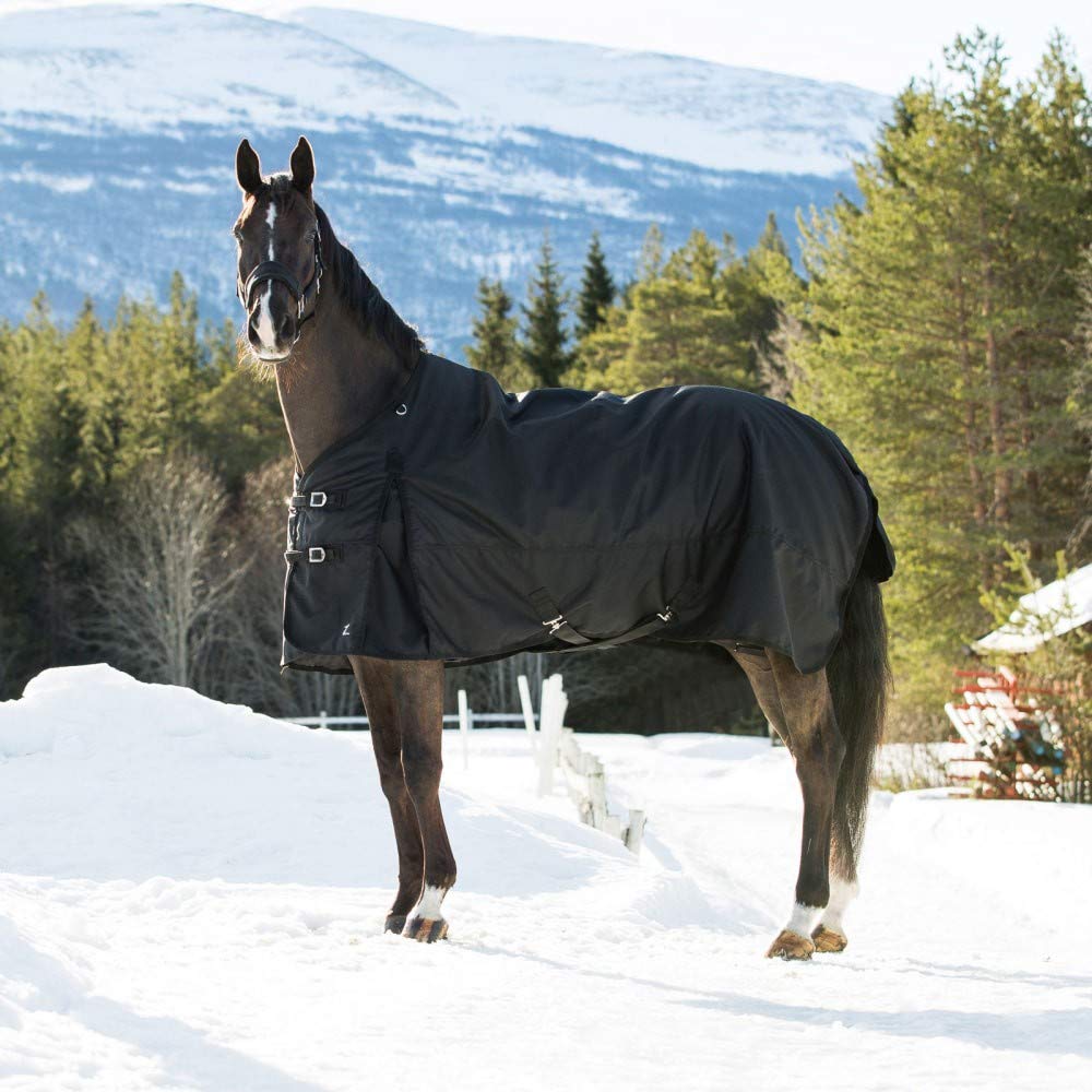 Horze Nevada - Coperta invernale per cavallo, pesante, 1200D, impermeabile, imbottitura 400 g, colore: nero, 182,9 cm