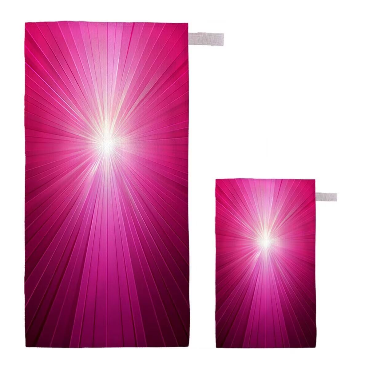 Telo Mare XXL 220x100cm/35x70cm, 2 Set Telo Mare Microfibra Rosa Asciugamano Palestra Uomo, Antisabbia, Leggero, Asciugatura Rapida, Teli da Spiaggia Grandi Accessori per Camping Natation Yoga G-51