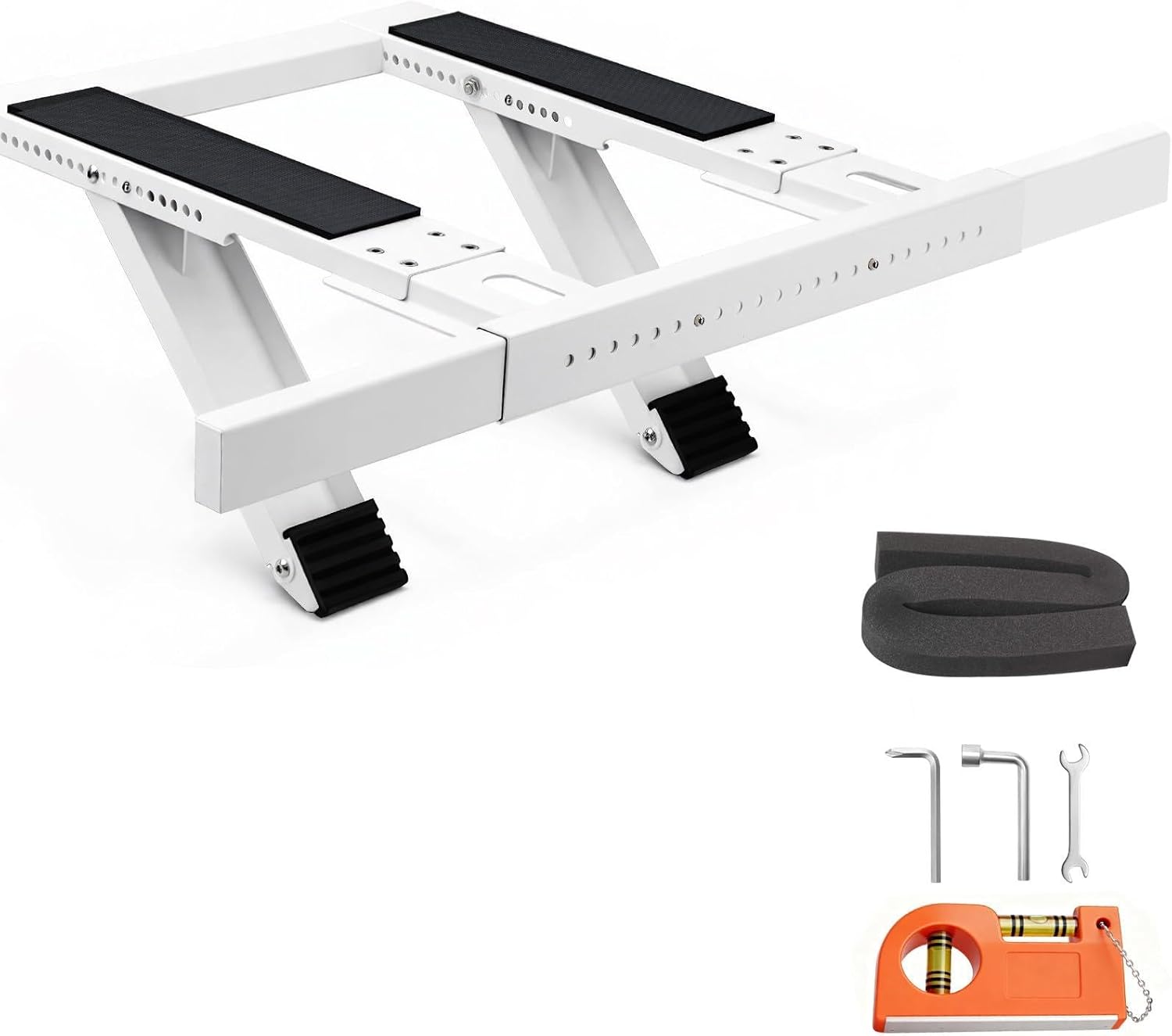 Window AC Support Bracket, No-Drill No-Tool Air Conditioner Support Bracket Adjustable Wall Mount, Heavy Duty Steel Holds Up to 300lbs, Fits Single Or Double Hung Windows, White