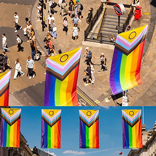 Bradford New Intersex Progress Pride Flag 3X5 Ft, Double Side Inclusive New Pride Flags For Outdoor Lgbtq Gay Lesbian Transgender Rainbow All Inclusive Lgbt Flags #TOP5