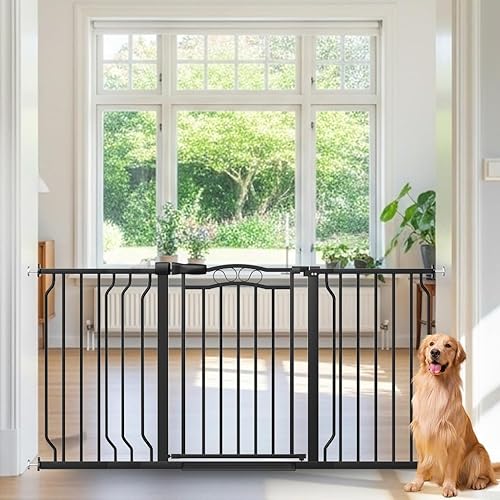 Miniatura 9 de Puerta extra ancha para bebés de 53.1 a 62.5 pulgadas, puerta para perros montada a presión para interiores, puerta de mascotas para gatos, perros y