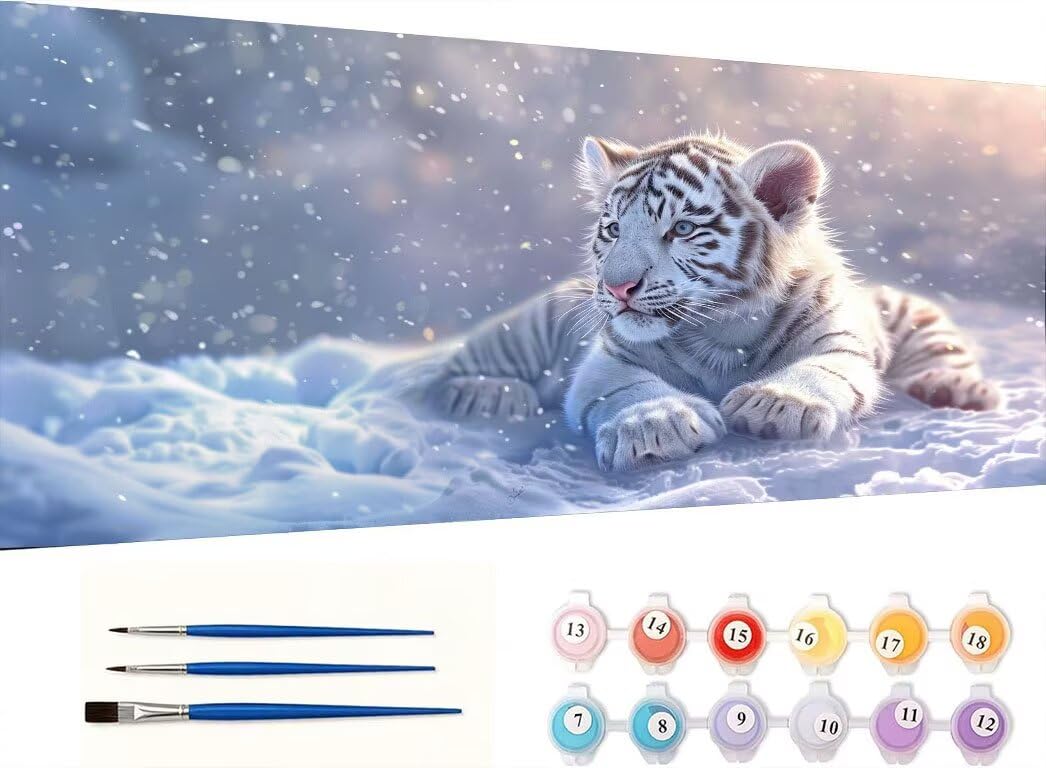 Pintar por Numeros Adultos, Tigre Blanco, 70x90cm 7JGWX-8