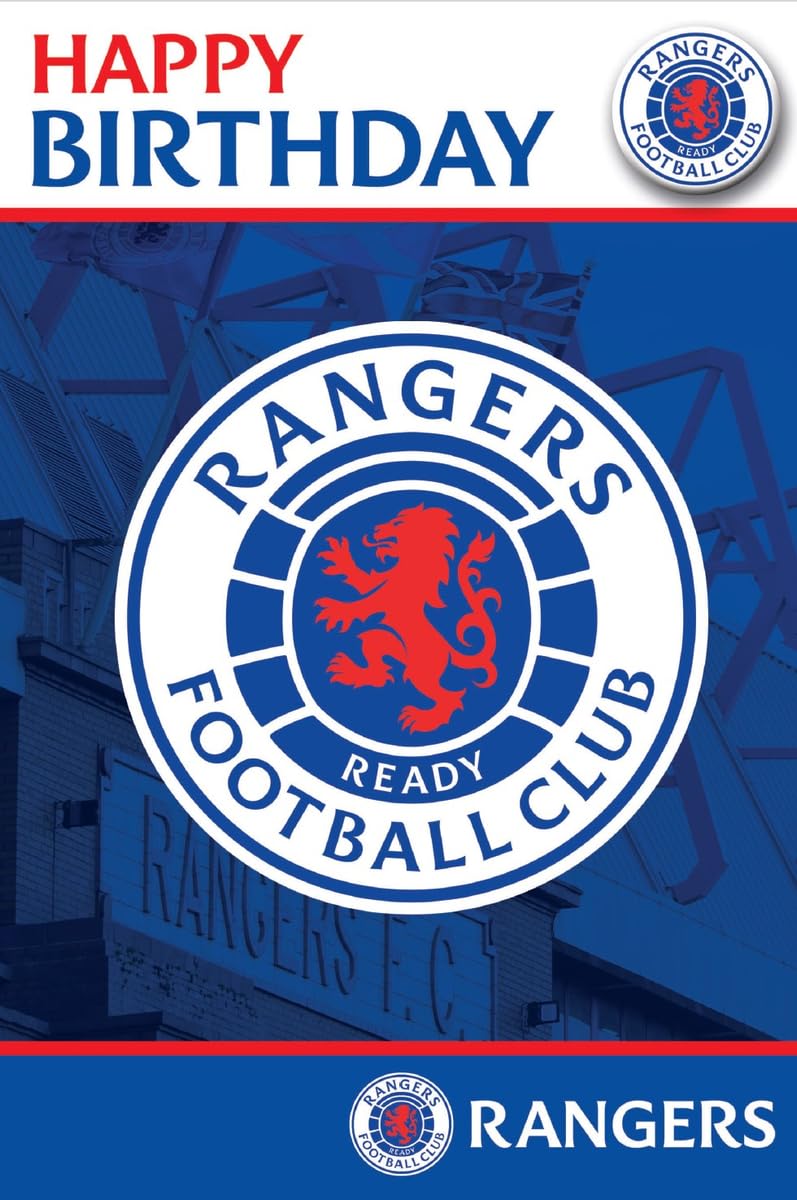 Rangers FC Happy Birthday Card with Badge, Glasgow Rangers Football Fan Card for Birthday
