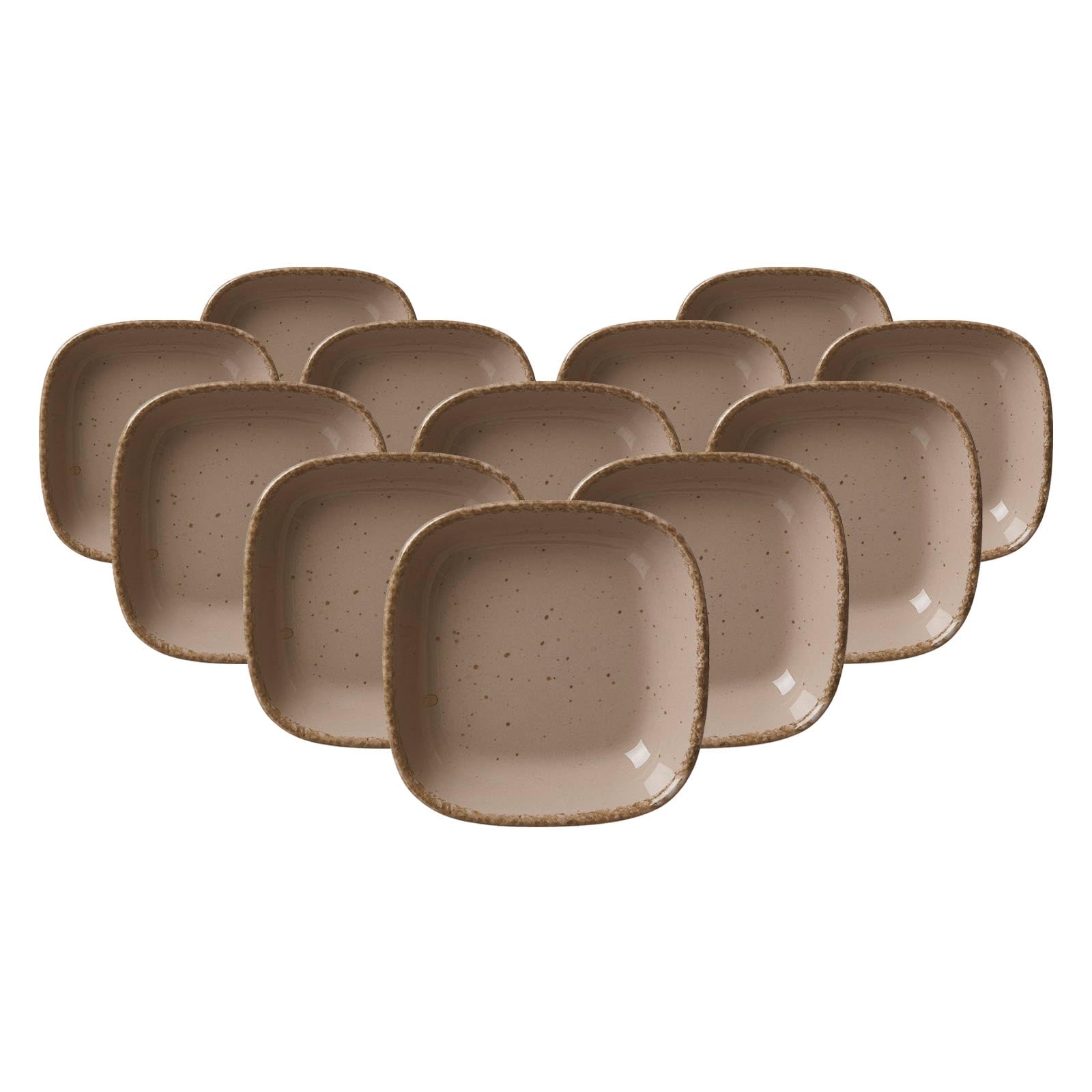Ritzenhoff & Breker Casa Dipschalen 9 cm, 12-teilig, Quadratische Schale für Dips und kleine Snacks, Spülmaschinenfest, Nougat