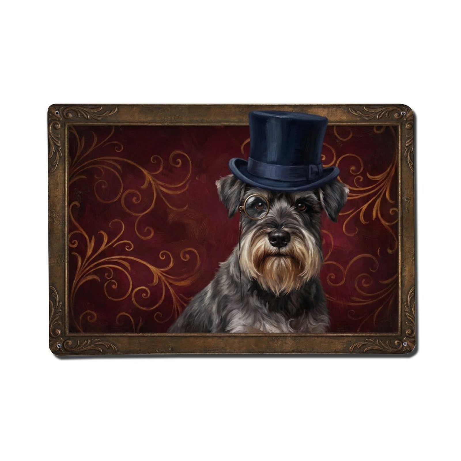 Schnauzer Distinguished Manor Pet Metal Tin Sign Plaque Wall Decor for Cafe, Club Bar, Office, Home Garden Metal Poster 8x12Inch