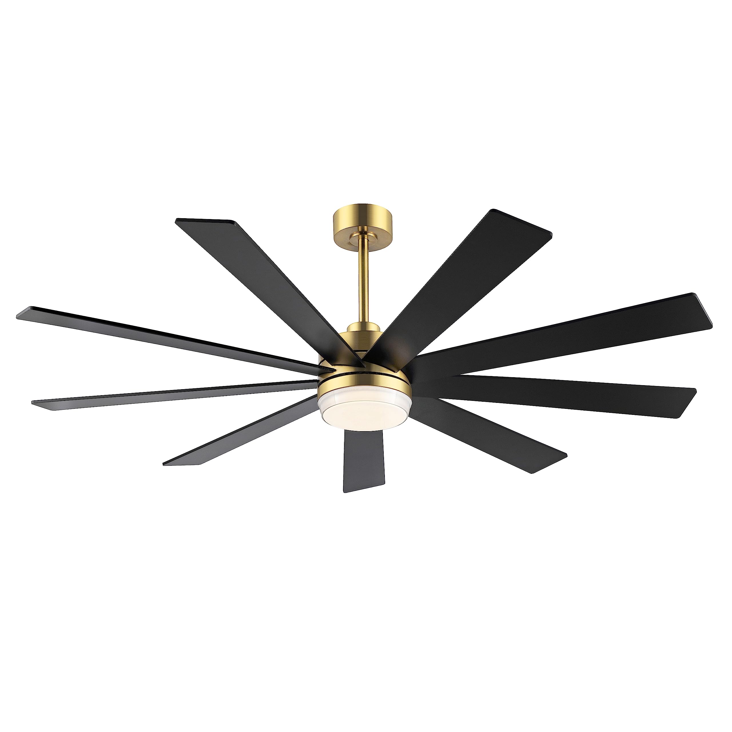 LEDLUX 65" DC Motor Ceiling Fan with Light, 6-Speed Remote Control, Reversible Motor, Modern 9 Blades Ceiling Fan with 4.5"/12" Downrods for Home or Commercial Black/Gold