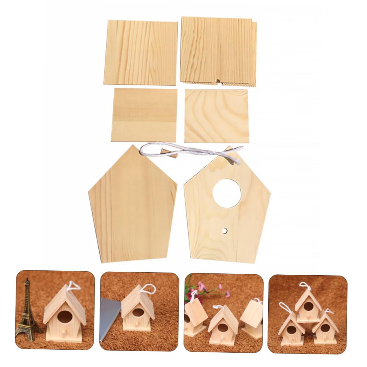 YARNOW 3pezzi Nido per Uccelli Legno Casetta Decorativa per Giardino Nido Artificiale per Piccoli Uccelli Casa per Canarini e Pappagalli Accessorio per e Cortili