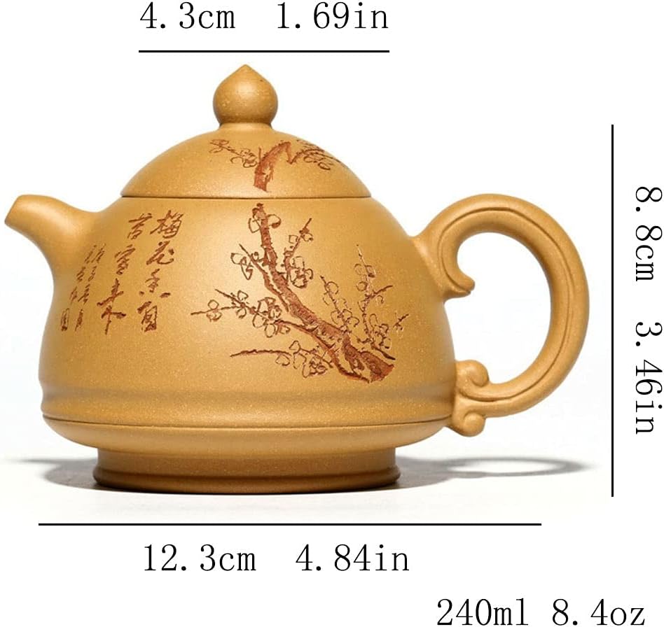 Teapot Zisha Teapot Yixing Traditional Purple Sand Teapot Handwork Engrave Painted Plum Blossom Raw Ore Segment Mud Teapot Kungfu Tea Set Pottery Teapot